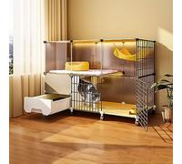 Cat Cage Indoor, Cat Enclosure DIY Pet Playpen Kitten Cage with Litter Box Cat House Detachable Metal Wire Kennels Crate, Large Exercise Place Ideal for 1-3 Cat