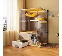 Cat Cage Indoor, Cat Enclosure with Litter Box Kitten Cage DIY Pet Playpen Cat House Detachable Metal Wire Kennels Crate, Large Exercise Place Ideal for 1-3 Cat (Size : 75x39x107cm) FANDIAO