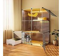 Cat Cage Indoor,Cat Enclosure With Litter Box Kitten Cage Diy Pet Playpen Cat House Detachable Metal Wire Kennels Crate,Large Exercise Place Ideal For 1-3 Cat,109x39x107cm-a