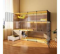 Cat Cage Indoor, Cat Enclosure with Litter Box Kitten Cage DIY Pet Playpen Cat House Detachable Metal Wire Kennels Crate, Large Exercise Place Ideal for 1-3 Cat (Size : 145x39x107cm) FANDIAO