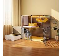 Cat Cage Indoor, Cat Enclosure with Litter Box Kitten Cage DIY Pet Playpen Cat House Detachable Metal Wire Kennels Crate, Large Exercise Place Ideal for 1-3 Cat (Size : 109x39x73cm) FANDIAO