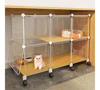Cat Cage Indoor,Cat Enclosures Diy Cat Playpen Detachable Small Animal Cage With Wheel Large Exercise Place Ideal For 1-3 Cats,Rabbit And Small Animal,105x45x75cm