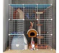 Cat Cage Indoor Cat Enclosures Large Cat Playpen Detachable Metal DIY Cat Kennels Ferret Small Animal Cage Large Exercise Place Ideal for 1-4 Cats (110x75x109cm)