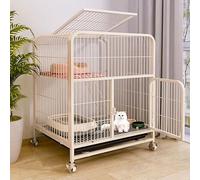 Cat Cage Indoor Cat Enclosures Metal Pet Playpen 360° Rotating Lockable Wheels with Ladder, Double Door, Pull-Out Tray, Outdoor Small Animals Kitten Crate for 1-2 Cats (White, Large)
