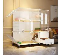 Cat Cage Indoor,Cat Enclosures With Wheel Diy Cat Playpen Cat Fence Detachable Small Animal Cage Large Exercise Place Ideal For Small Pet Cat Puppy,White,112x47x112cm