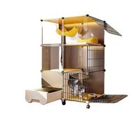 Cat Cage, Indoor Cat Kitten Cage Playpen with Litter Box, Detachable Wire Crate, DIY, Multiple Sizes(75x39x112cm)