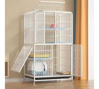 Cat Cage Indoor Catio DIY Cat Enclosures Metal Cat Playpen, with Encryption Mesh Pad, Square Tube Reinforcement(White,71x55x137cm)