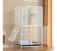 Cat Cage Indoor Catio DIY Cat Enclosures Metal Cat Playpen, with Encryption Mesh Pad, Square Tube Reinforcement(White,71x55x127cm)