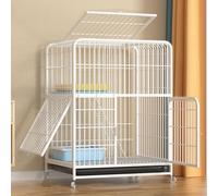 Cat Cage Indoor Catio DIY Cat Enclosures Metal Cat Playpen, with Encryption Mesh Pad, Square Tube Reinforcement(White,71x55x85cm)