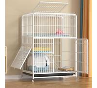 Cat Cage Indoor Catio DIY Cat Enclosures Metal Cat Playpen, with Encryption Mesh Pad, Square Tube Reinforcement(White,71x55x105cm)