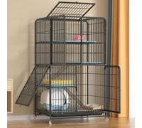 Cat Cage Indoor Catio DIY Cat Enclosures Metal Cat Playpen, with Encryption Mesh Pad, Square Tube Reinforcement(Black,71x55x137cm)