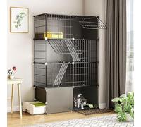 Cat Cage Indoor DIY Cat Cages Playpen Detachable Metal Wire Kitten Cage Pet Cat Kennel Enclosures with Door for Kitten Small Animals,Black-95x37x145cm