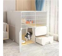 Cat Cage Indoor Enclosure, Detachable Metal Wire Cat Cage Playpen For Small Pets Indoor White Multi Size 6 Piece Set(75x85x75cm)
