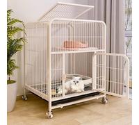 Cat Cage Indoor Enclosure, Metal Pet Playpen with Lockable Wheels, Double Door, Pull-Out Tray for Small Animals