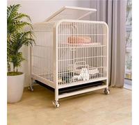 Cat Cage Indoor Enclosure, Metal Pet Playpen with Lockable Wheels, Double Door, Pull-Out Tray for Small Animals