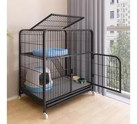 Cat Cage Indoor Enclosure with Pull-out Tray and Doors, Outdoor Cat House with Independent Side Door and Universal Pulley