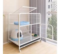 Cat Cage Indoor Enclosure with Pull-out Tray, Up and Down Doors, Independent Side Door, Universal Pulley, Outdoor Cat House for Indoor Use