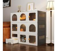 Cat Cage Indoor Extra Large Space for Cats, Ferrets, Chinchillas, and Rabbits - Enclosed Pet Crate with Pull-Out Litter Box and Door - Ideal for Small Animals