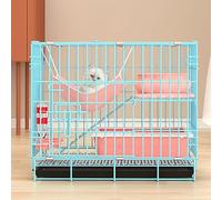 Cat Cage Indoor Folding Double Layer Habitat Box with Casters, Tray, and Hammock - Two-Story Cat House with Toilet for Home Use