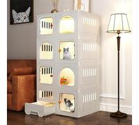 Cat Cage Indoor for 1-2 Cats, Ferret, Chinchilla, With Pull-out Litter Box, Closed Cat Cage, Extra Large Space, Cat Door, Pet Pen