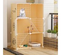 Cat Cage Indoor, Large 3-Tier Cat Kennels, Detachable Metal Small Animal Cage DIY Design, with Hammock and Ladder, Drawer Cat Litter Box, Cat Nest, for 1-3 Cat, 75×39×109