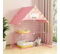 Cat Cage Indoor, Large Cat Cages Detachable Cat Enclosure Pet Cages for Cats, with Cat Hammock And Cat Nest, Exercise Place Ideal for 1-3 Cat, Pink(75x39x110cm)