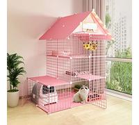 Cat Cage Indoor,Large Cat Cages Detachable Cat Enclosure Pet Cages For Cats,With Cat Hammock And Cat Nest,Exercise Place Ideal For 1-3 Cat,Pink,111x75x146cm-A