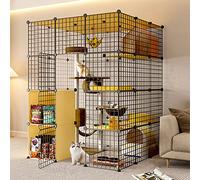 Cat Cage Indoor Large Cat Enclosures DIY Cat Playpen Detachable Metal Pet Crate With Platforms Multi-Tier catCat Fences Ideal For 1-4 Cats Or Small Animals (Color : B, Size : 111 * 146 * 111 cm-1)
