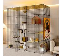Cat Cage Indoor Large Cat Enclosures DIY Cat Playpen Detachable Metal Pet Crate With Platforms Multi-Tier catCat Fences Ideal For 1-4 Cats Or Small Animals (Color : A, Size : 183 * 182 * 75 cm)