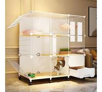 Cat Cage Indoor Large Cat Villa Transparent Playpen Detachable Cat Cages Enclosures DIY Pet Home With Platforms And Litter Box