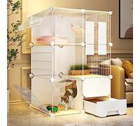Cat Cage Indoor Large Cat Villa Transparent Playpen Detachable Cat Cages Enclosures DIY Pet Home With Platforms And Litter Box