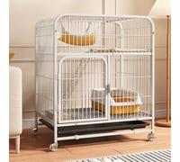 Cat Cage, Indoor Large Tier with Wheels and Tray, HD Clear Fence and Sturdy Metal Grid, Mobile Cats Playpen, Free Space Cats House for Cottage(White)