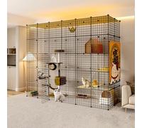 Cat Cage - Indoor Multi-Pet Enclosure with Litter Box, Large Easy to Assemble Design for Cats, Puppies, Ferrets, and Small Animals
