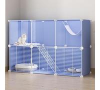 Cat Cage, Indoor Outdoor Cat Enclosures Kitten Cage DIY Metal Pet Home Multicolor Multiple Sizes(Blu,43.7"L X 15.3"W X 29.5"H)