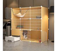 Cat Cage - Indoor Playpen with Detachable Metal Wire, Ideal for Multiple Cats, Includes Cat Litter Box, Great for Exercise and Enrichment