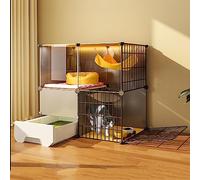 Cat Cage Indoor, Transparent And Visible Cat House With Fully Enclosed Litter Box DIY Small Animal Playpen Multi-layer Space Portable Metal Wire Pet Enclosure (Color : B, Size : 145 * 39 * 107CM)