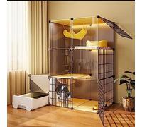 Cat Cage Indoor, Transparent And Visible Cat House With Fully Enclosed Litter Box DIY Small Animal Playpen Multi-layer Space Portable Metal Wire Pet Enclosure (Color : B, Size : 145 * 39 * 107CM)