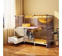 Cat Cage Indoor, Transparent And Visible Cat House With Fully Enclosed Litter Box DIY Small Animal Playpen Multi-layer Space Portable Metal Wire Pet Enclosure (Color : B, Size : 145 * 39 * 107CM)
