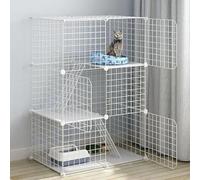 Cat Cage Indoor, Wire Cat Cage Playpen Kennel, Cat Playpen, Animal Cage, With cat litter, cat hammock and litter box, with 1 ramp and ladder, Cat cage dog cage ferret cage chinchilla cage ra