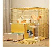 Cat Cage Indoor with Cat Litter Box, Cat Enclosures DIY Cat Playpen with Wheels, Detachable Metal Wire Large Kitten Enclosure, for 1-2 Cats, Easy Installation,One Color-29.5x19.3x29.5in/75x49x75cm