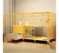 Cat Cage Indoor with Cat Litter Box, Cat Enclosures DIY Cat Playpen with Wheels, Detachable Metal Wire Large Kitten Enclosure, for 1-2 Cats, Easy Installation,One Color-42.9x19.3x31.1in/109x49x79cm