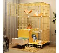 Cat Cage Indoor with Cat Litter Box, Cat Enclosures DIY Cat Playpen with Wheels, Detachable Metal Wire Large Kitten Enclosure, for 1-2 Cats, Easy Installation,One Color-29.5x19.3x44.5in/75x49x113cm