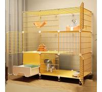 Cat Cage Indoor with Cat Litter Box, Cat Enclosures DIY Cat Playpen with Wheels, Detachable Metal Wire Large Kitten Enclosure, for 1-2 Cats, Easy Installation,One Color-42.9x19.3x44.5in/109x49x113cm