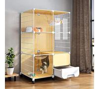 Cat Cage Indoor with Cat Litter Box,Detachable Metal Wire Large Kitten Enclosure,Mobile Cat Cage with Universal Wheels,Indoor Outdoor Kennels Playpen,Chinchilla Cage Ferrets Kittens Small Animal