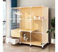 Cat Cage Indoor with Cat Litter Box,Detachable Metal Wire Large Kitten Enclosure,Mobile Cat Cage with Universal Wheels,Indoor Outdoor Kennels Playpen,Chinchilla Cage Ferrets Kittens Small Animal