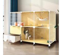 Cat Cage Indoor with Cat Litter Box,Detachable Metal Wire Large Kitten Enclosure,Mobile Cat Cage with Universal Wheels,Indoor Outdoor Kennels Playpen,Chinchilla Cage Ferrets Kittens Small Animal