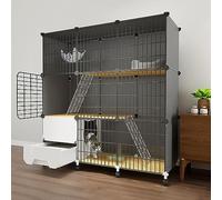 Cat Cage Indoor with Litter Box, 3-Tier DIY Cat Fence Enclosures Detachable Cat Crate Metal Wire Kennel Indoor Crate Cat Houses Large Exercise Place Ideal for 1-3 Cats