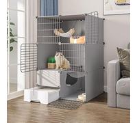 Cat Cage Indoor with Litter Box, Cat Cages Playpen Cat Enclosure Detachable Metal Small Animal Cage DIY Kitten Playpen Extra Large Space for Small Pet Cat Puppy (75x49x109cm)