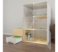 Cat Cage Indoor with Litter Box, Cat Enclosures DIY Cat House Detachable Metal Wire Kitten Cage Cat Fence Small Animals Cages for Cat, Large Exercise Place