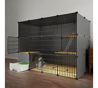 Cat Cage Indoor with Litter Box, Cat Enclosures DIY Cat House Detachable Metal Wire Kitten Cage Cat Fence Small Animals Cages for Cat, Large Exercise Place